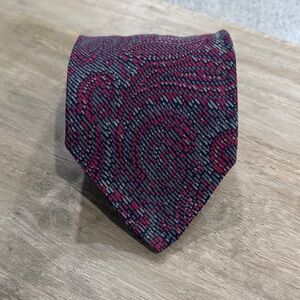 Dior Burgundy and Charcoal Patterned Tie